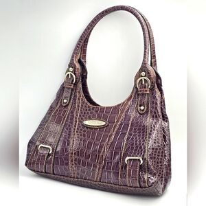 90s Y2K Rosetti Deep Purple Crocodile Print Shoulder Bag